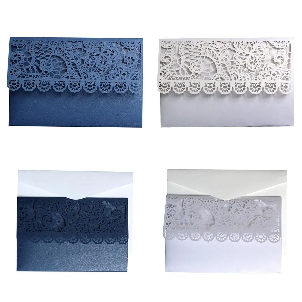  10pcs wedding invitations engagement invitation cards laser cutting seal with envelope crystal love - 32905586305