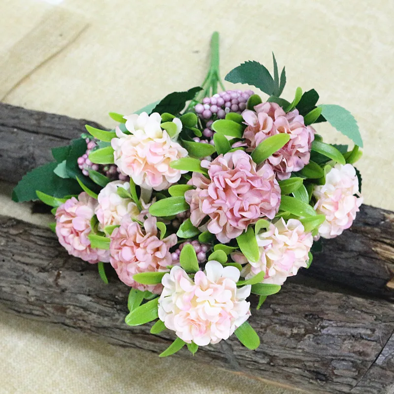 Flone Artificial Hydrangea Flower 10 Heads Simulation Silk Hydrangea Bouquet Fake Flowers Wedding Home Party Arrangement Floral (12)