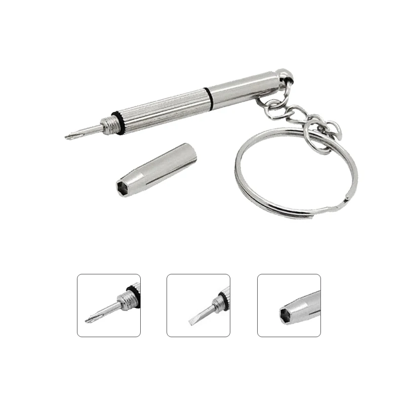 

New arrival Portable Multifunction Screwdriver Keychain silver mini home practical screwdriver combination tool high quality