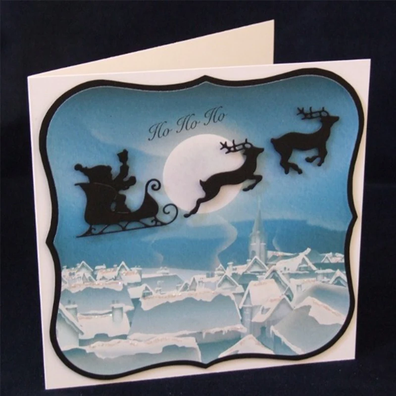 

Moose Pull Santa Claus Metal Cutting Dies Stencil For DIY Scrapbooking Decorative Embossing Suit Paper Card Die Cutting Template