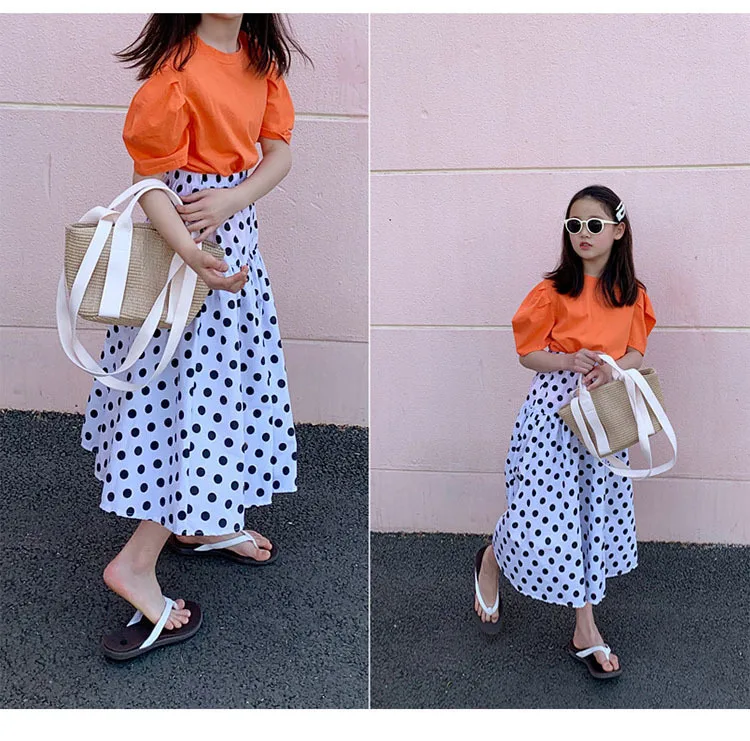 Mother And Daughter Clothes High Waist Cotton Girl Skirts Long White Dot Kids Skirts A Line Back To School Clothing Autumn 2019 3  4 5 6 7 8 9 10 11 12 13 14 15 years little teen kids long skirts girls clothes (9).jpg
