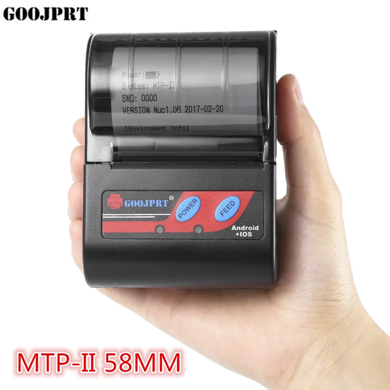 GOOJPRT MTP II 58 мм Bluetooth термопринтер портативный беспроводной чековый аппарат для