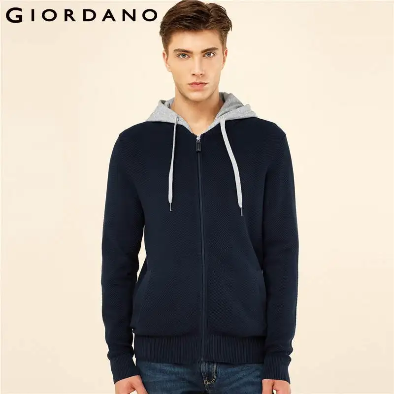 

Giordano Men Sweater Solid Pocket Long Sleeves Cotton Sweaters Zip Fly Hombre Clothes Comfortable Soft Uomo Maglione Camisola