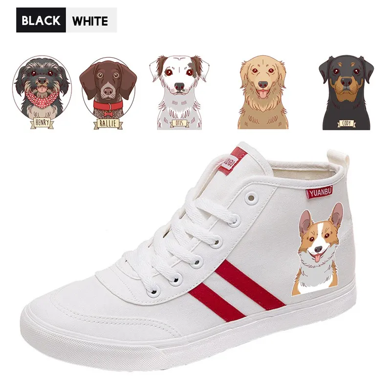 

New Harajuku Dog Print Leisure Men's Shoes Pattern High Heel Breathable Canvas Uppers Student Customized Fashion A194112