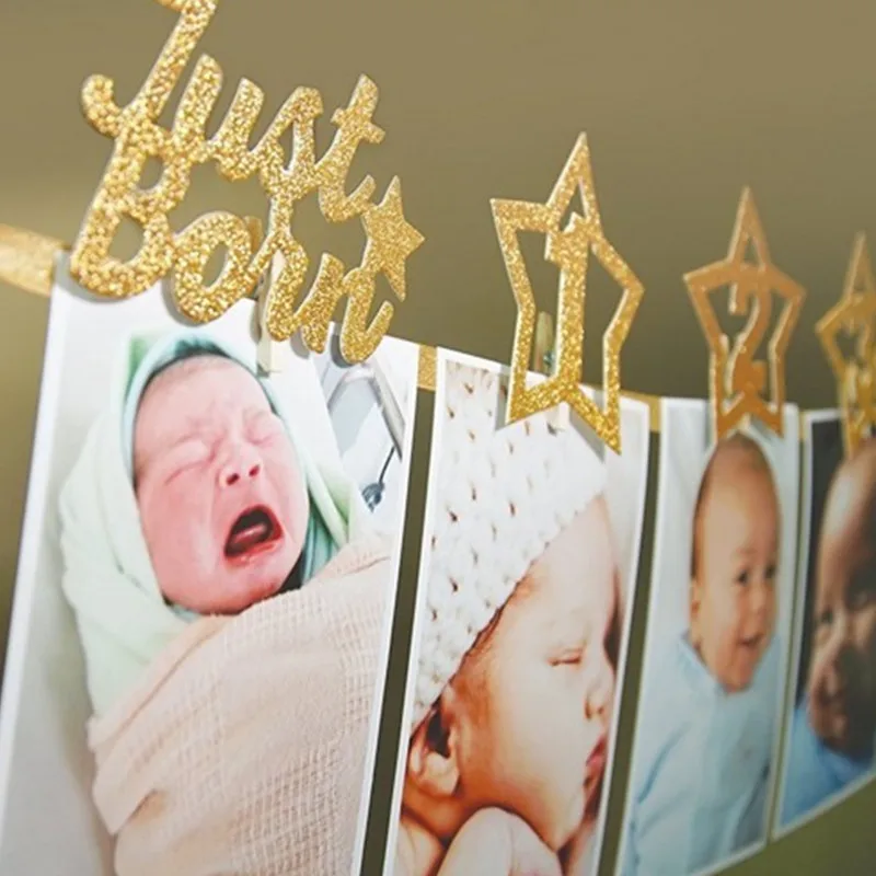 

1st Birthday Photo Frame 1-12 Months Baby's Photo Frame Shower Baby Photo Holder Kids Birthday Banner Wedding Room Decorations
