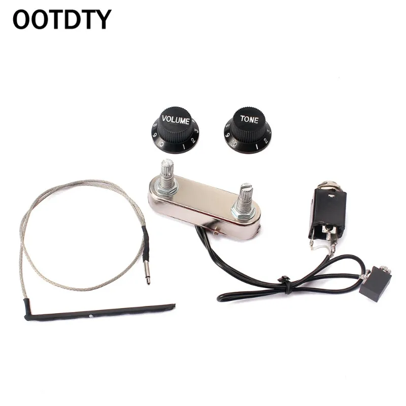 

OOTDTY Guitar Violin Simple Pickup Piezo Transducer Bridge with Tone Volume Knob Control