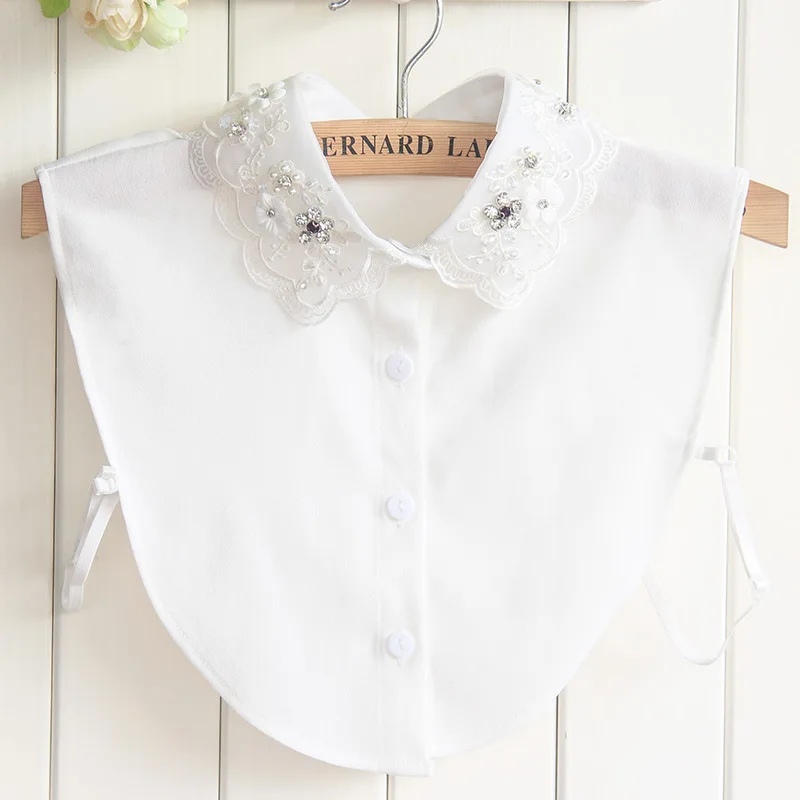 detachable shirt fake collar women embroidery decorative denim collars