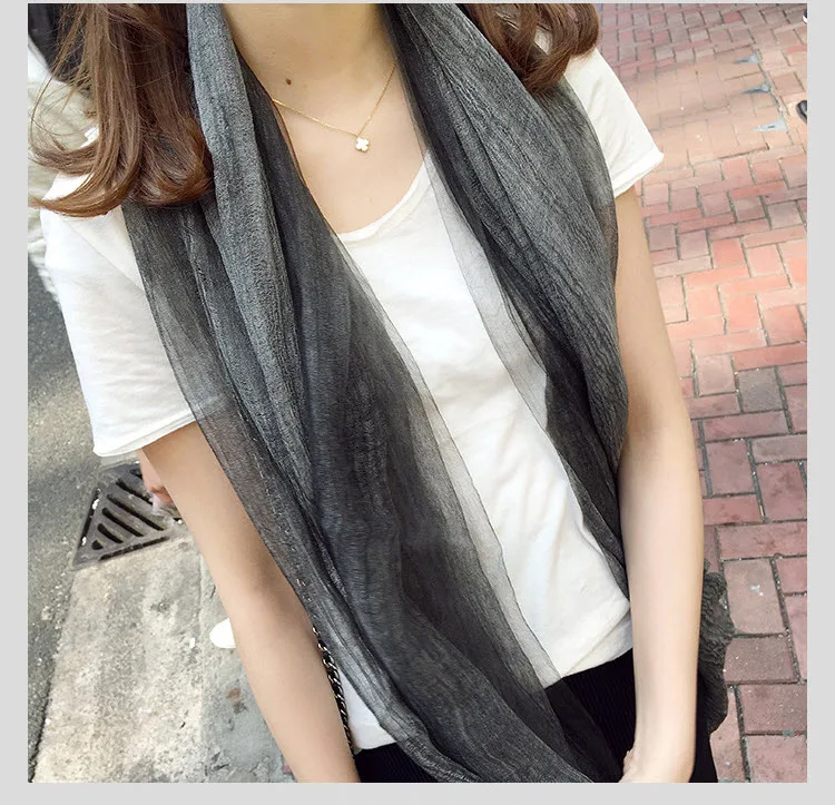 Windreama Fashion Women Scarf Silk Cotton 190x70 c...