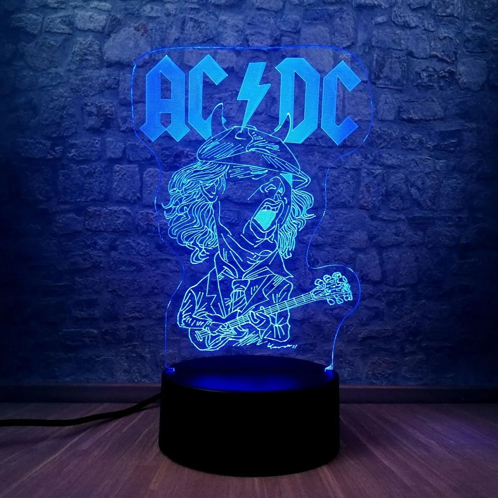 Ночная световая группа acdc Rocker Member 3D USB светодиодный светильник многоцветная атмосфера модные подарки для любителей музыки настольные украшения