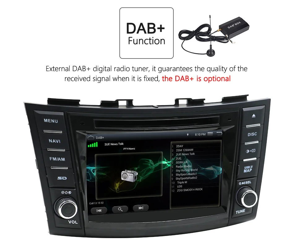 Perfect Eunavi 2 Din Android 8.1 Car Dvd Player For Suzuki Swift 2011 2012 Radio Stereo GPS With Steering Wheel Control Free Camera Map 12