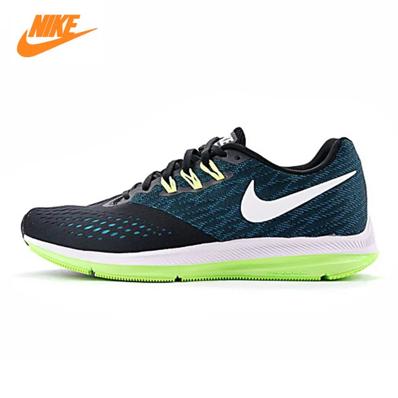 

NIKE ZOOM WINFLO 4 SHIELD Men's Running Shoes, Black/Green, Breathable Wearable Non-slip Lightweight 921704-001