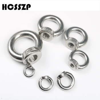 

HCSSZP 10 Pieces M6 M8 M10 M12 Lifting Female Eye Nuts 304 Stainless steel DIN582 Ring Eyebolt Ring Nut Free Shipping
