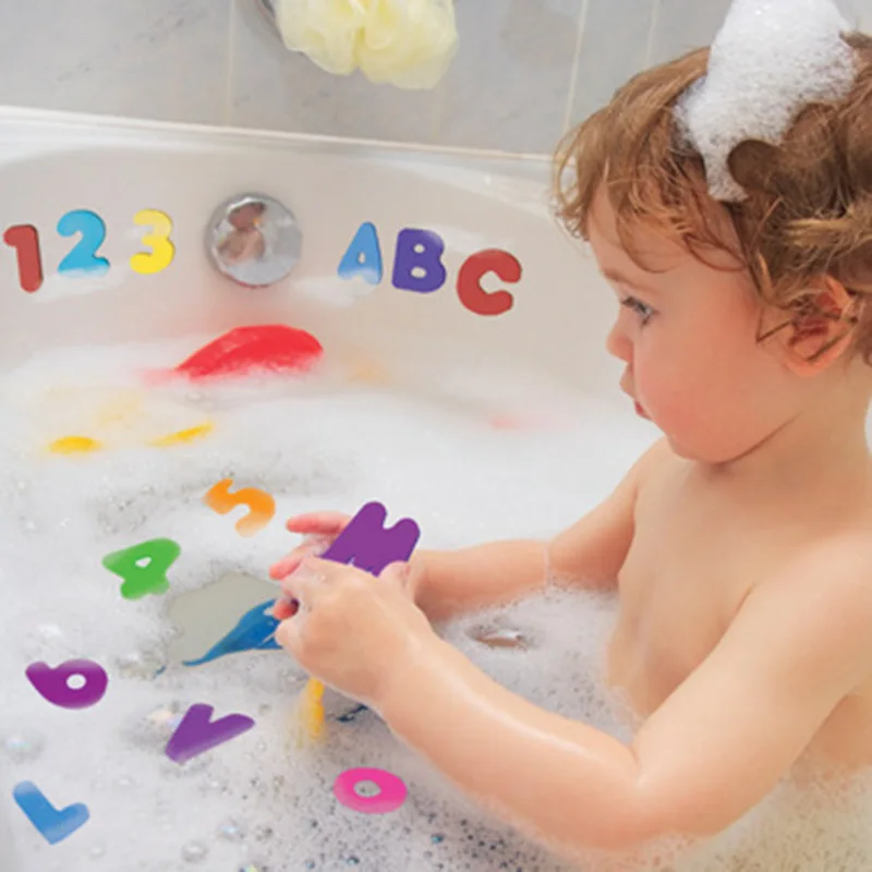 36 piezas Munchkins niño Puzzle bebé de juguete EVA baño alfanumérico letras números baño de agua juguetes educativos para niños