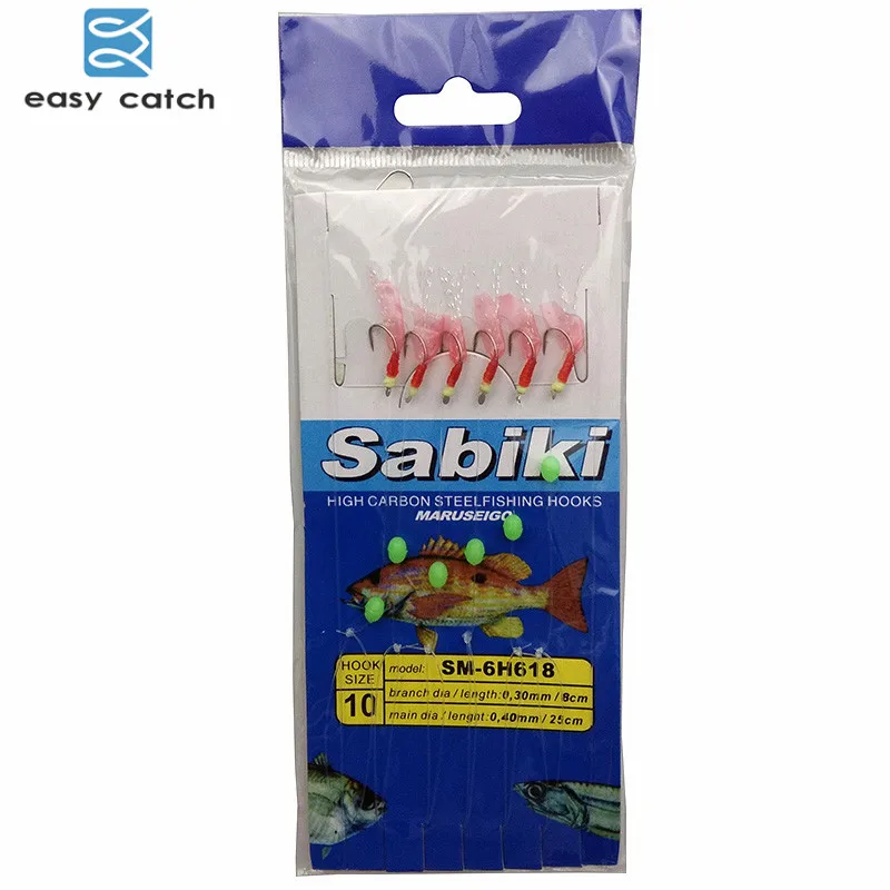 

Easy Catch 10pcs Red Fish Skin Bait Saltwater Rigs 6 Arm Hooks Sea Fishing Flasher Rigs With Swivel Snap Bait Rigs For Herring