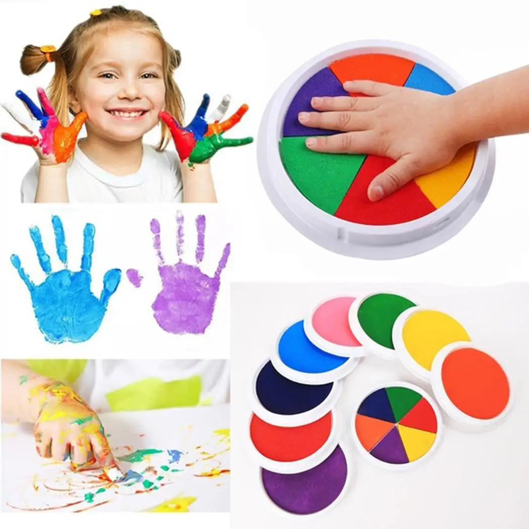 

Cartoon Washable DIY Ink Pad Kids Pigment More Than 3 Years Old Inks Toy Home, School, etc Game Round