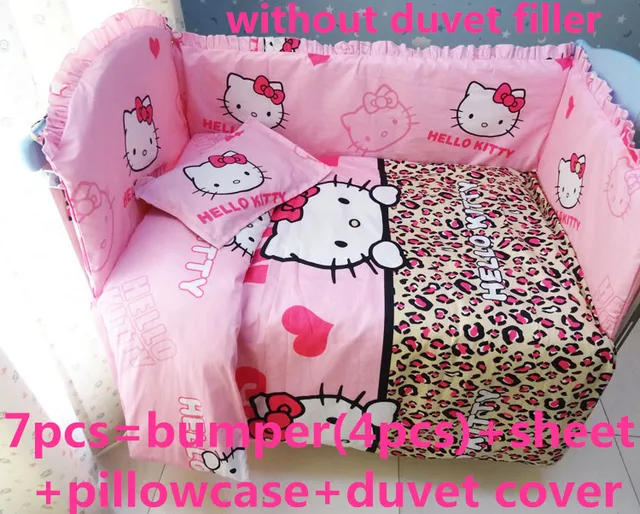 Promotion 6 7pcs Hello Kitty Baby Bedding Set Crib Bedding Set