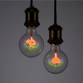 

YIYANG Vintage Edison Bulb E27 220v G80 I Love You Valentine's Day Holiday Night Light Indoor Incandescent Wedding Decor. Light