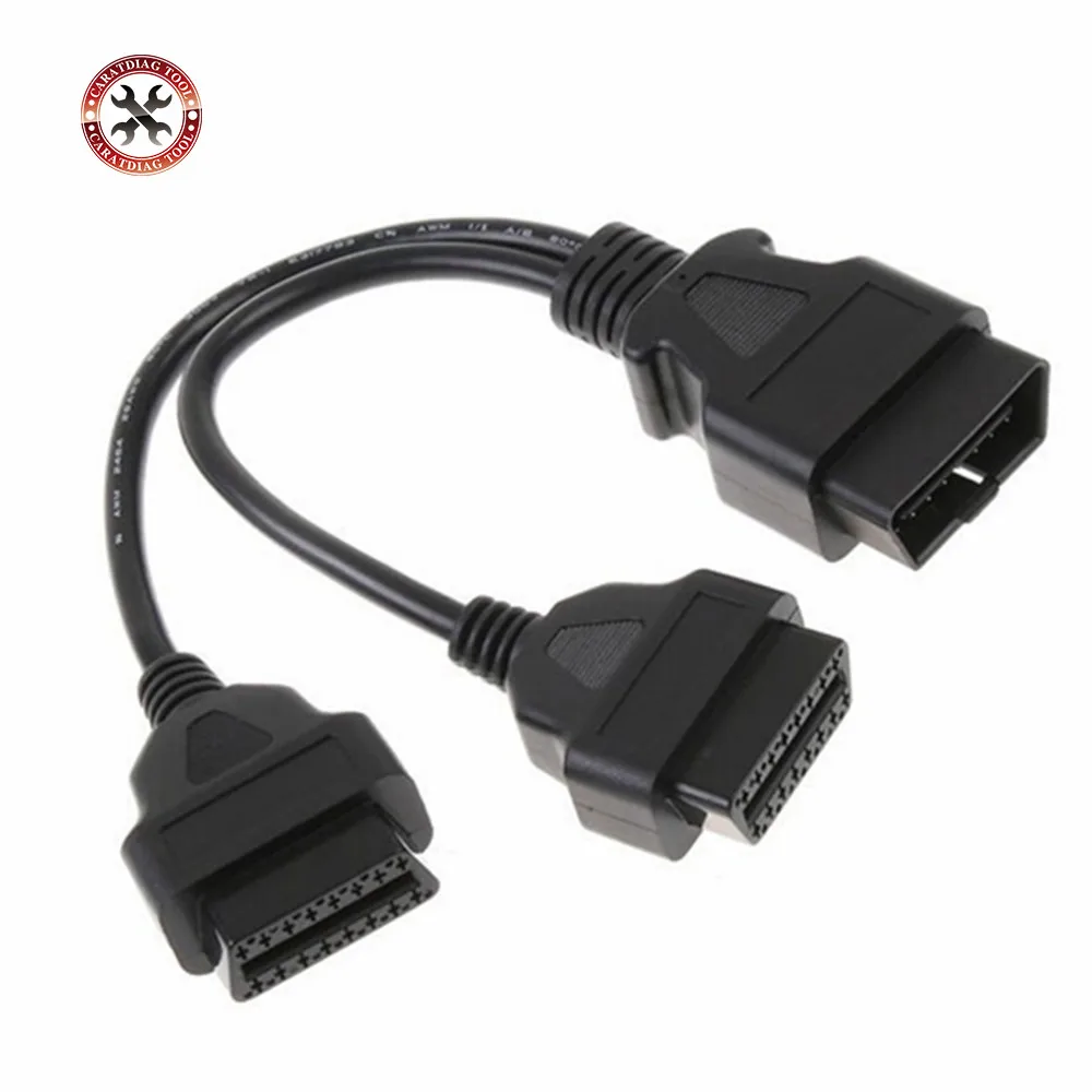 

High Quality OBD II cable 16 Pin OBD 2 Adapter Extension Cable Male to Dual Female Connector obd2 extended interface line