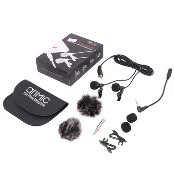 

1.5m/6m Dual-Head Interview Video Recording Microphone Lavalier Lapel Condenser Mic for iPhone iPad Samsung Nikon Canon DSLR