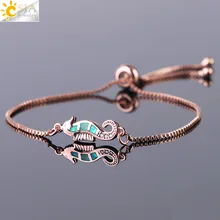 CSJA огненный опал морской конек изящный браслет браслеты для девочек Розовое Золото Серебро Цвет Кристалл Циркон регулируемые Свадебные ювелирные изделия F467