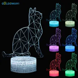 3D Кот светодиодный оригинальность USB Night Lights атмосферу визуальный красочная настольная лампа светодиодный свет мультфильм Декор лампы