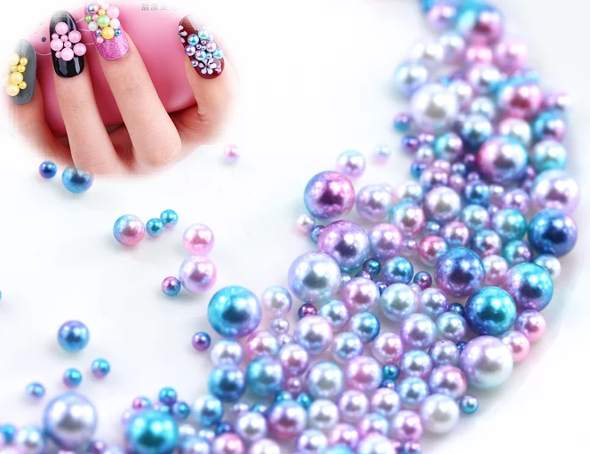 

2.5mm nail pearl 50/100pcs ABS circle without holes Gradient color perforated multicolored artificial pearl nail accessories