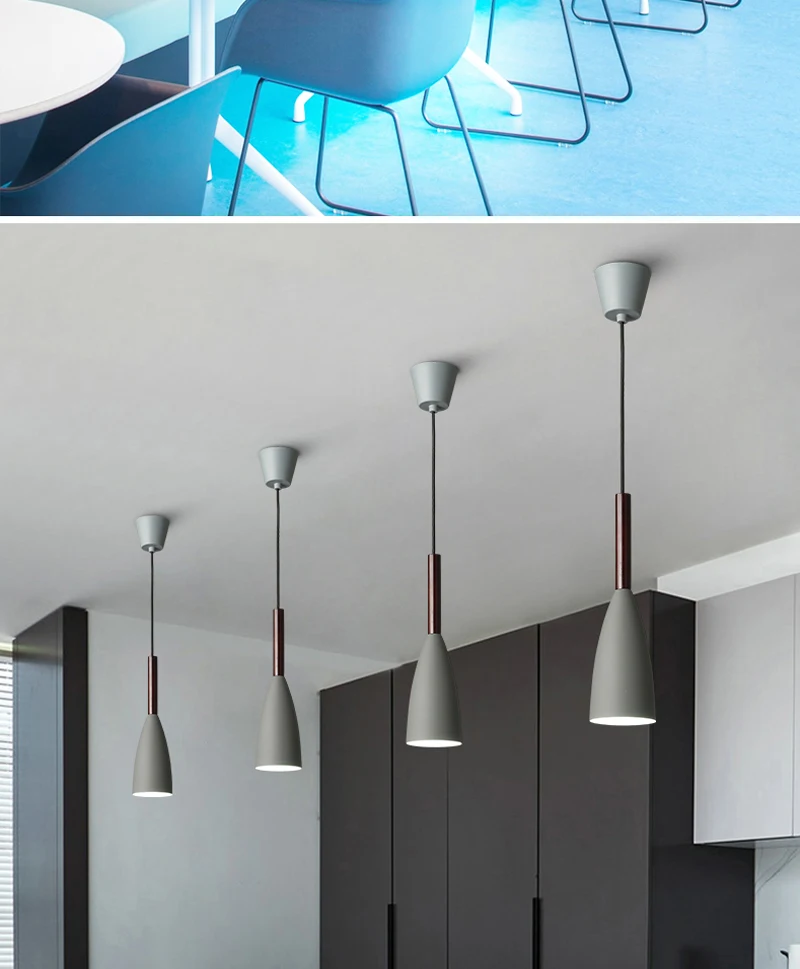 Скандинавский Датский дизайн, простой резиновый Деревянный светильник, постмодерн, ресторан, E27, лампа, светильник, индивидуальное покрытие, железная Одиночная Подвесная лампа
