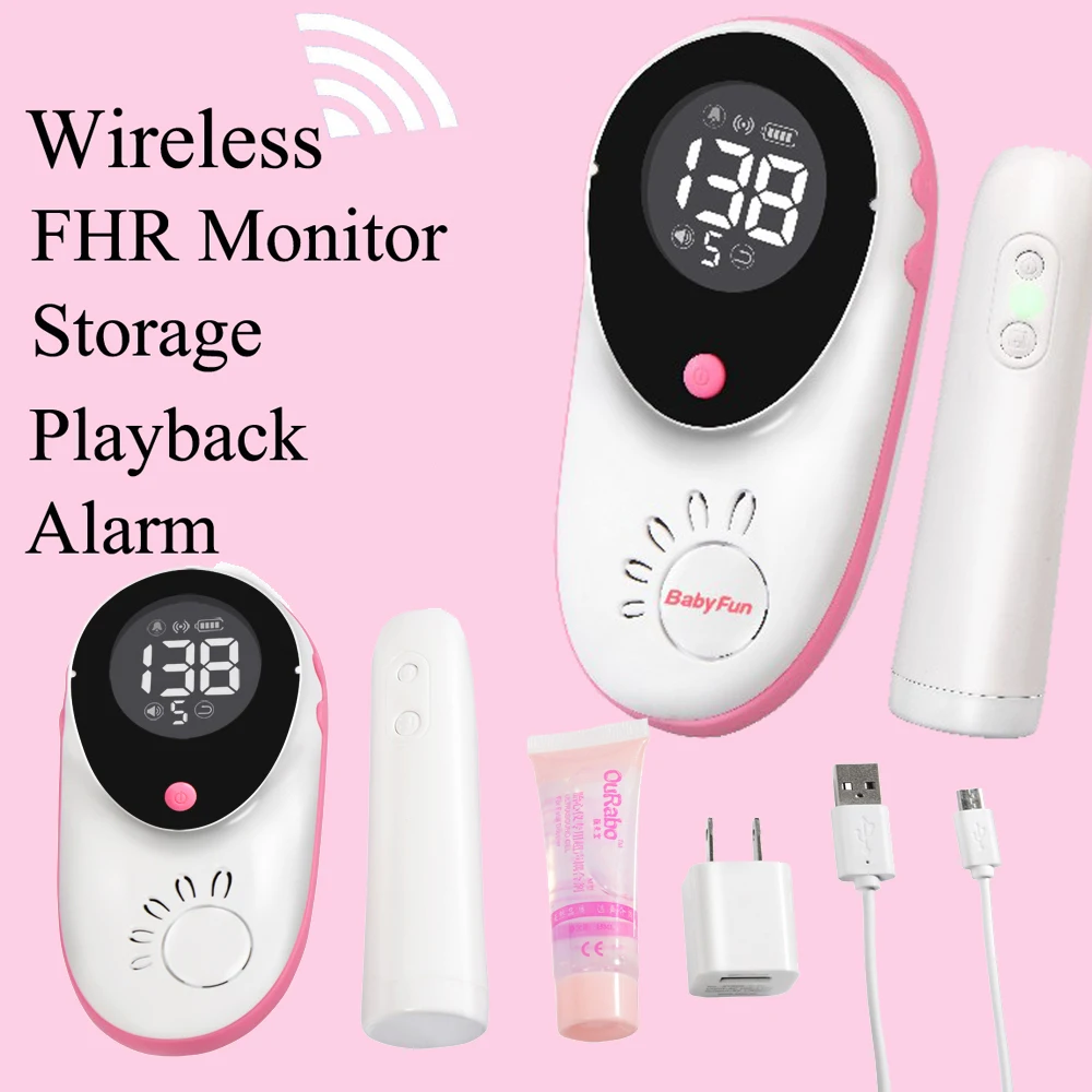 

NEW Wireless Fetal Doppler Round Large Screen 50m Pairing Range Safty Prenatal Monitor Host Probe Seperately