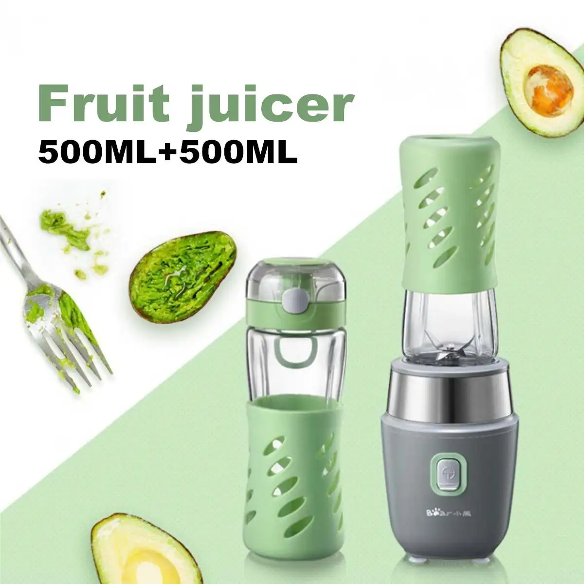 

Portable Electric Juicer Bottle Kitchen Fruit Vegetable Blenders Multifunction Mixer Machine Smoothie Maker 500ml+500ml