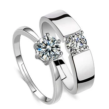 Anenjery классические обручальные кольца для влюбленных Циркон CZ 925 пробы серебряные кольца для мужчин и женщин подарок на день Святого Валентина anillos S-R14