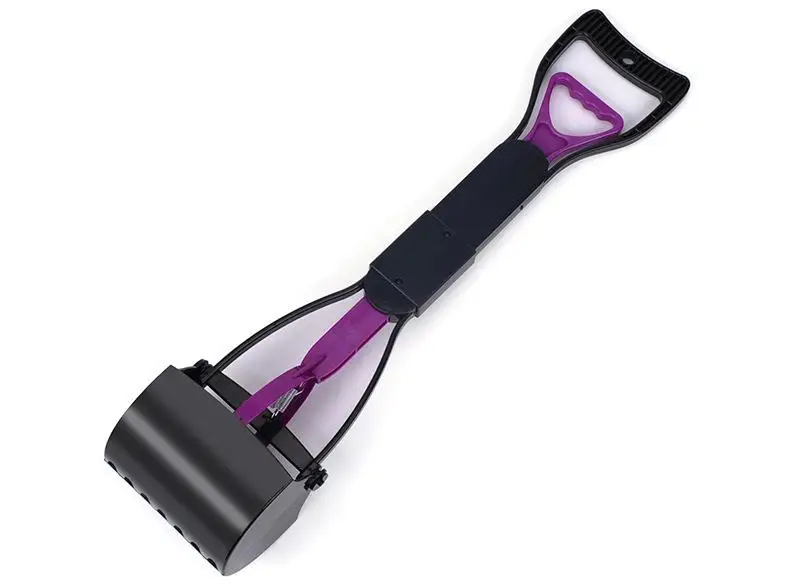 Длинная ручка для собак, кошек, совок для домашних животных, Щековая лопатка, очистка, инструменты для очистки отходов - Цвет: purple