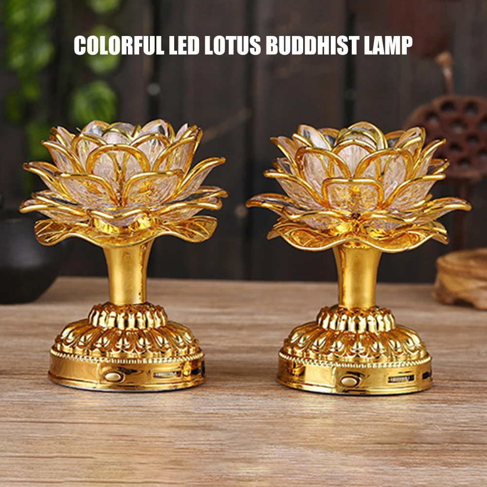 Красочный светодиодный буддийский лотос лампа построенный 39 буддийских песенок с Буддой, в форме лотоса свет буддийские поставки