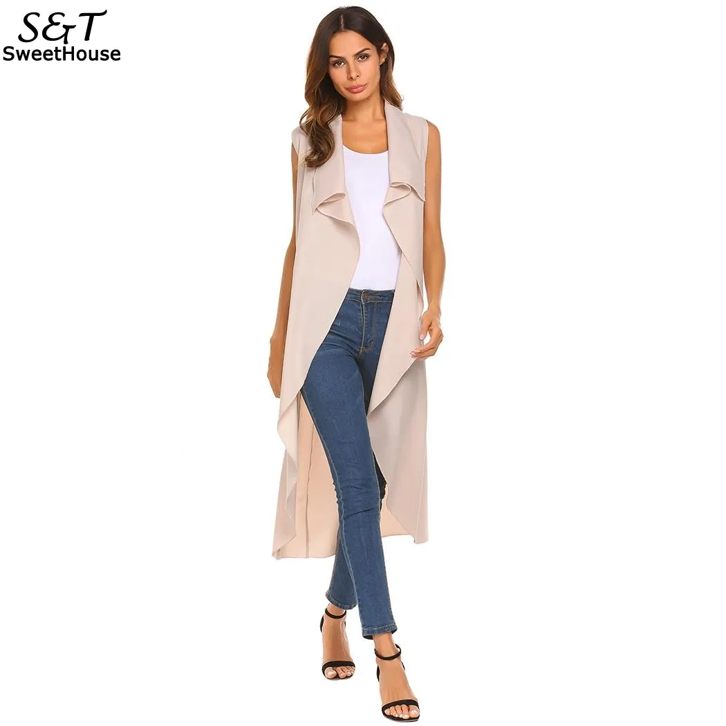 Spring Vest Women 2018 Fashion Women Vests Front Open Stitch Sleeveless