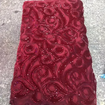 

Latest African Lace Fabric 2018 With Stones And Beaded Sequins Nigerian Lace Fabric Embroidered French Tulle Lace Dress
