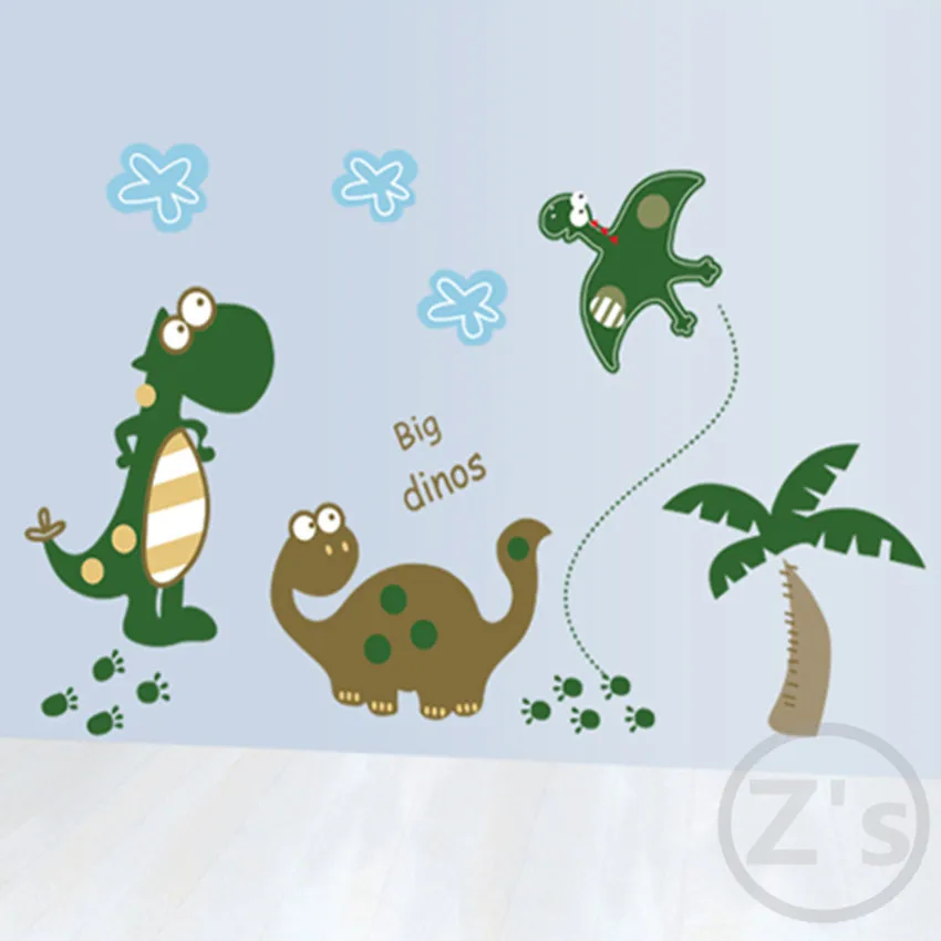 Zs Sticker 65 x 100 cm Cute Dinosaur Wall Stickers for Kids Room Home