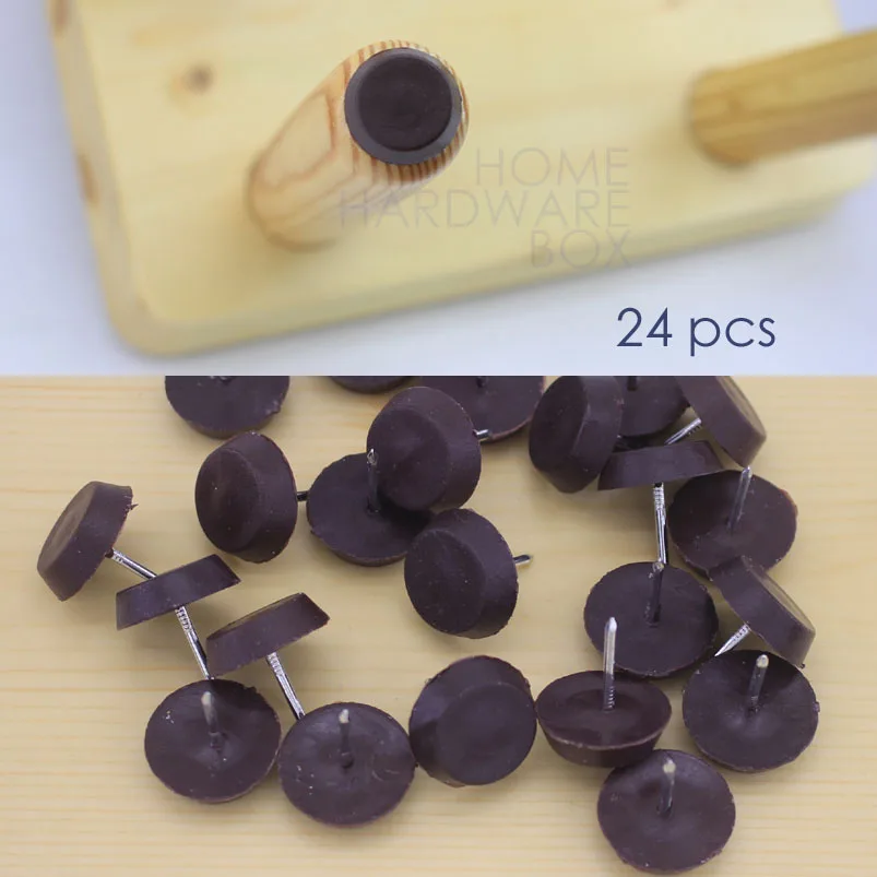 24 pcs 3/4" brown plastic chair glide nail on furniture feet bottom