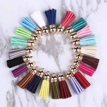 

10pcs/lot 22 Colors Suede Tassels Earrings Charm Pendant With Metal Caps Satin Tassels for DIY Jewelry Making Findings Materials