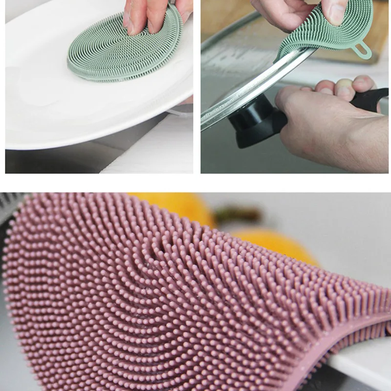 

Round Silicone Wash Pot Dish brush Strong Decontamination Cleaning Multi-Function Tableware Dish Brush