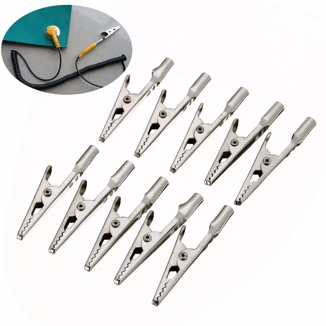 10pcs/lot Insulated Crocodile Clips with Teeth Cable Lead Testing Metal Stainless Steel Alligator Clips Clamps 51mm