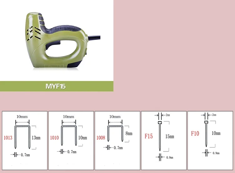 Электрический ногтей степлера Скоби ногти F10 F15 F20 F25 F30 410 413 416 419 422 1008 1010 1013 1022
