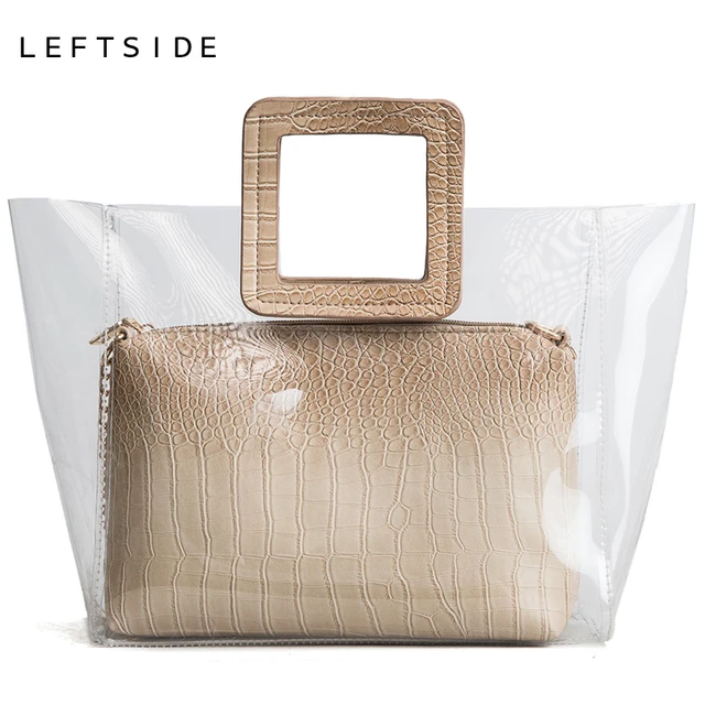 Aliexpress Leftsie 2pcs Set Women Summer Transpa Leftsie 2pcs Set Women Summer Transpa Composite Bag Lady Plastic Beach Tote Bags Waterproof Woman