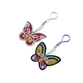 

Set Of 2 Diamond Painting Keychain, Making Diy Full Drill Special Shape Diamond Painting Keychain Key Ring Phone Charm (Butter