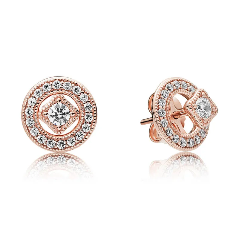 

Trendy Rose Gold Earring Branded Original For Women Vintage Allure Earrings 925 Sterling Silver Fine Europe Jewelry Party Gift