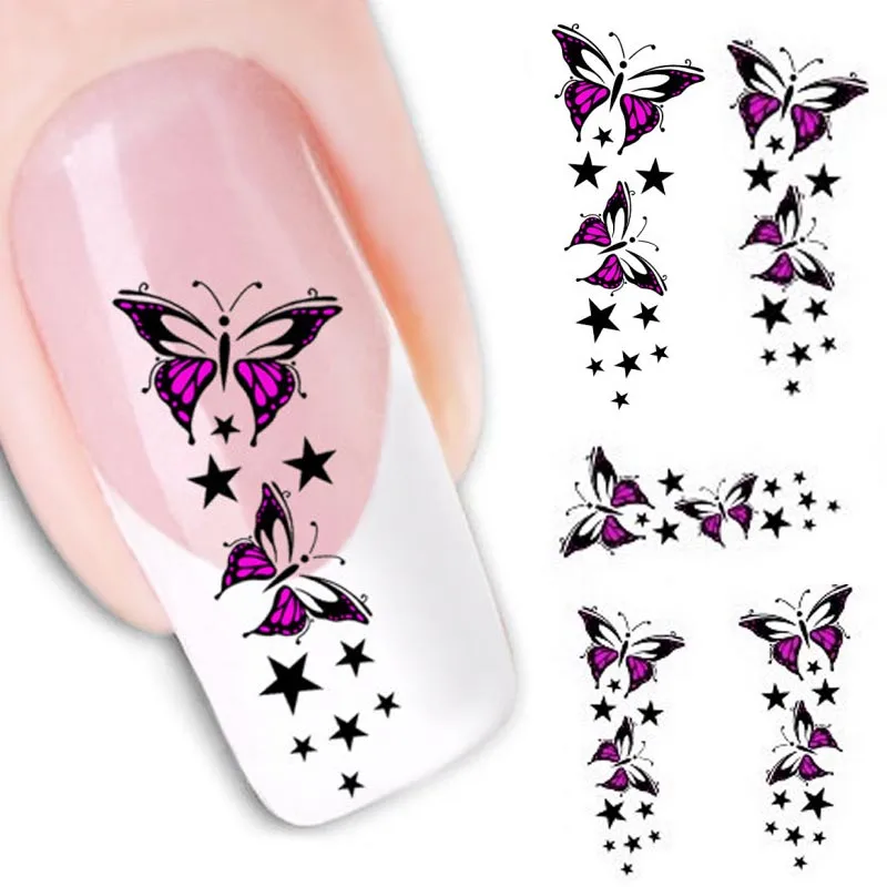 Nail Art Nail Stickers Butterfly Water Transfer Slide ...