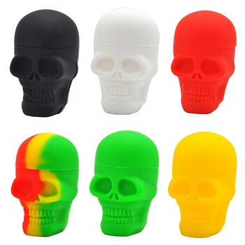 

15ML Skull Silicone Container Wax Dab Jar Platinum Cured Oil Cosmetic Containers FDA Food Grade Slicone Non-stick