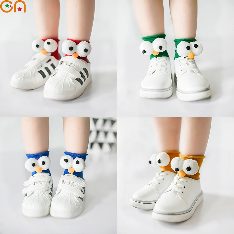 Новые детские хлопковые носки на осень и зиму, модные креативные носки с объемными большими глазами для маленьких мальчиков и девочек, высокое качество, подарки, CN