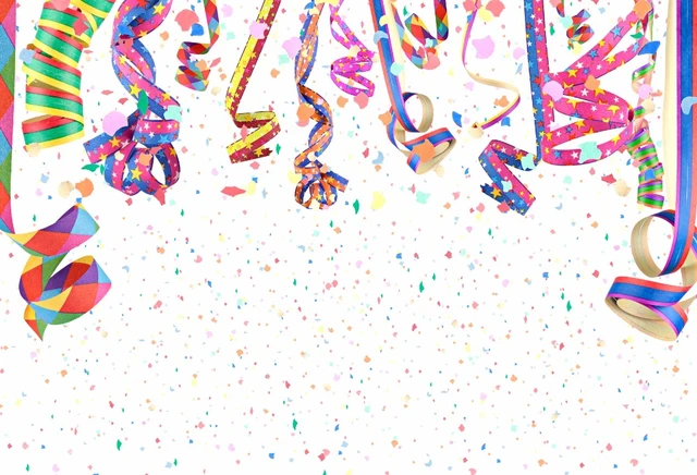 Vinylbds Happy Birthday Theme Background Photo Backdrop White Background  Colorful Fireworks Colored Ribbon Backdrop - Backgrounds - AliExpress