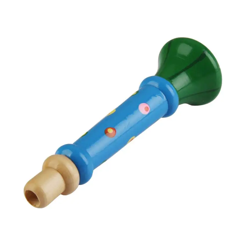 Wooden Trumpet Buglet Hooter Bugle Toys Kids Colorful Trumpet Hooter Toy Children Musical Instrument Educational Toy Trumpet