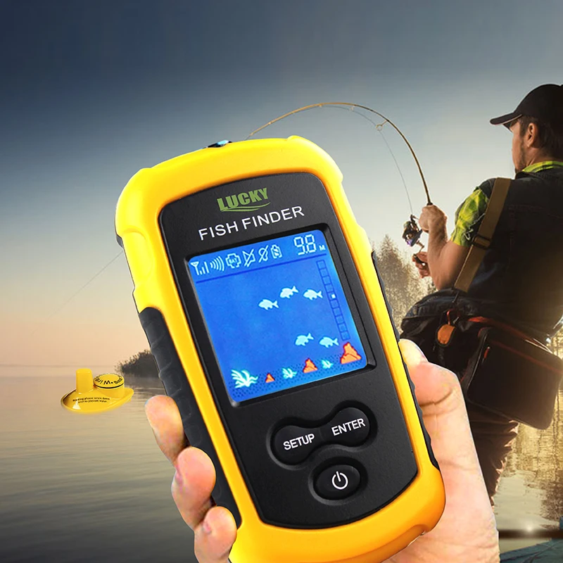  Lucky 120 meters wireless operation range Portable sonar sensor deeper Fish Finder FFCW1108-1 color