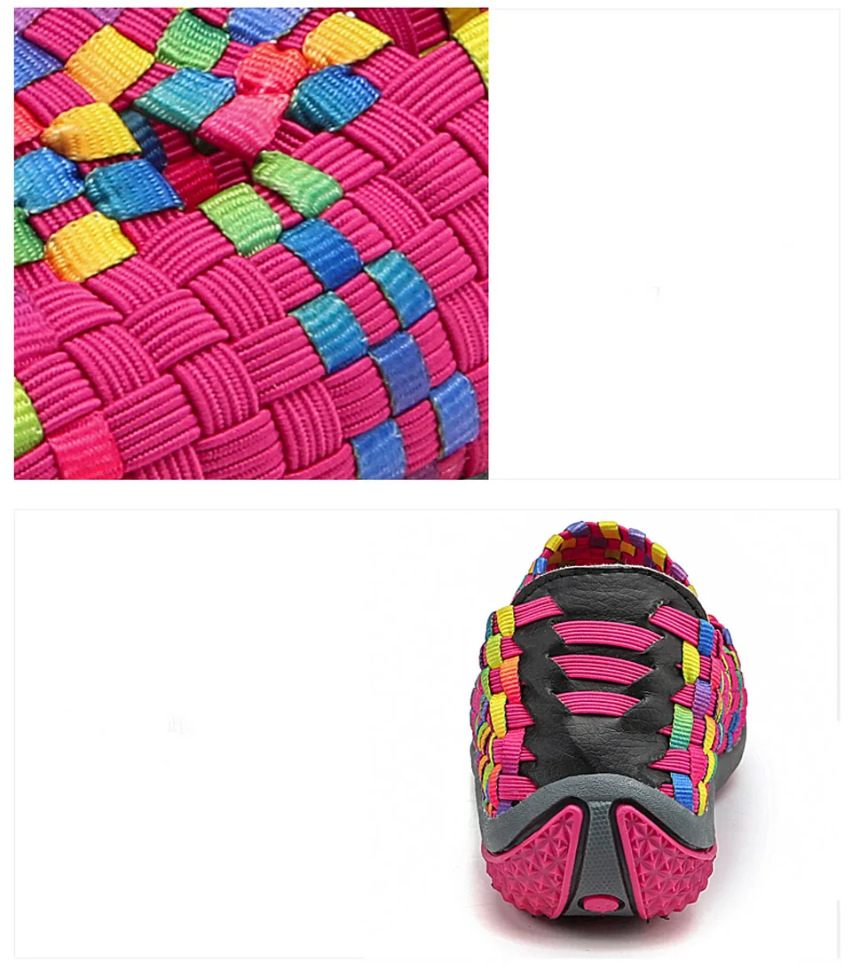 EOFK Women Sandals Handmade Woven Flat Shoes Woman 2019 Summer Fashion Breathable Casual Slip-On Colorful Female Footwear